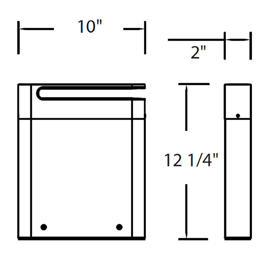 Dimension drawing of the RAB SA-CLBS SA Clip Short LED Bollard – 5W – 3000K – 178 Lumens – 120-277V – Matte Bronze Finishshowing fixture dimensions and mounting measurements.