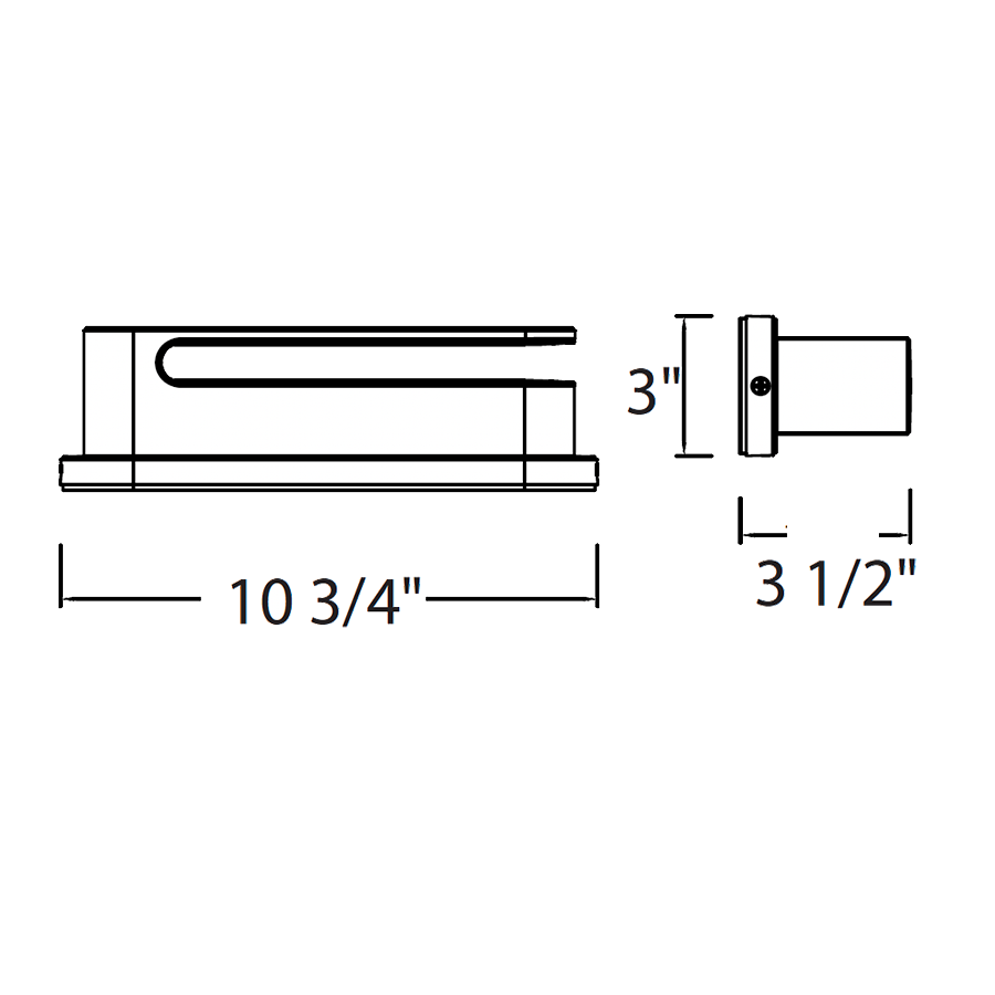 Dimension drawing of the RAB SA-CLWP SAGE Clip LED Wall Pack – 5W – 3000K – 174 Lumens – 120-277V – Matte Bronze Finishshowing fixture dimensions and mounting measurements.