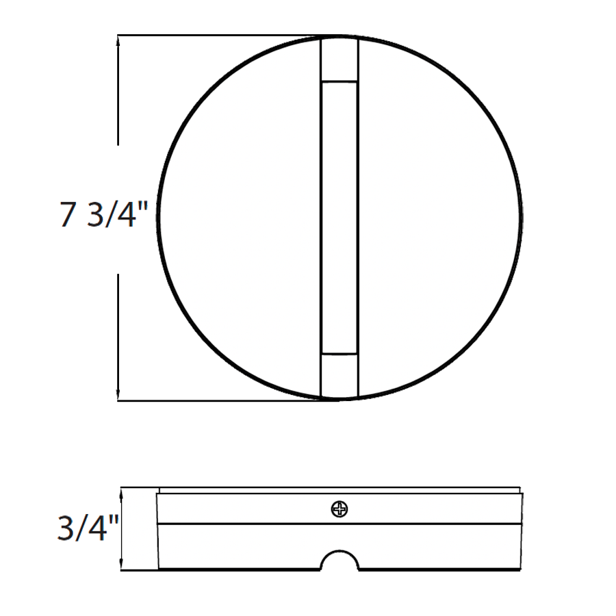 Dimension drawing of the RAB SA-DASHR SAGE Dash Round LED Wall Pack – 4W – 3000K – 195 Lumens – 120-277V – Matte Bronze Finishshowing fixture dimensions and mounting measurements.