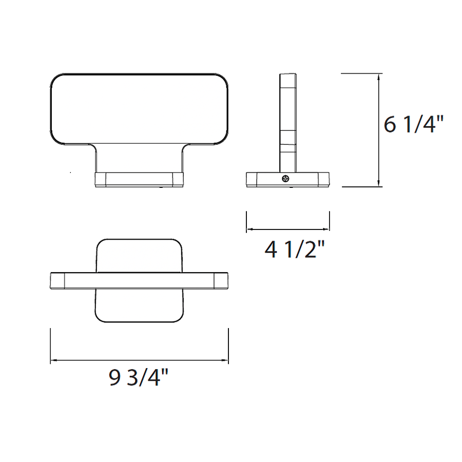 Dimension drawing of the RAB SA-LWP SAGE Linden LED Wall Pack – 8W – 3000K – 453 Lumens – 120-277V – Matte Bronze Finishshowing fixture dimensions and mounting measurements.