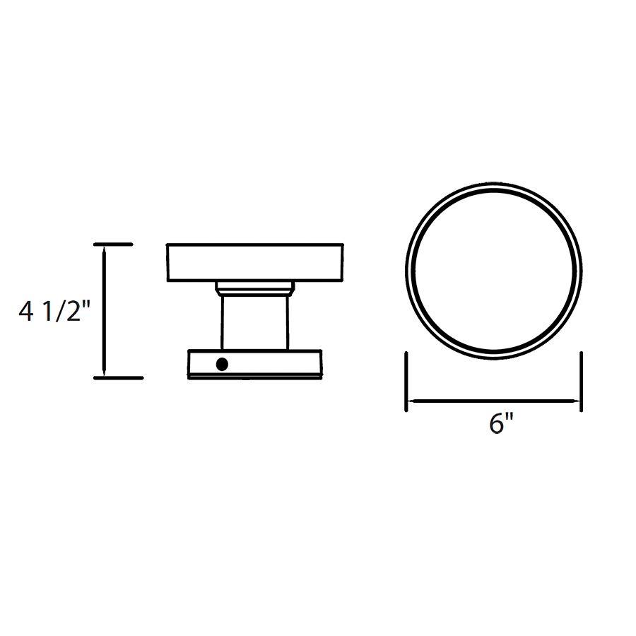 Dimension drawing of the RAB SA-MUWP SAGE Mushroom LED Wall Pack – 8W – 3000K – 257 Lumens – 120-277V – Matte Bronze Finishshowing fixture dimensions and mounting measurements.