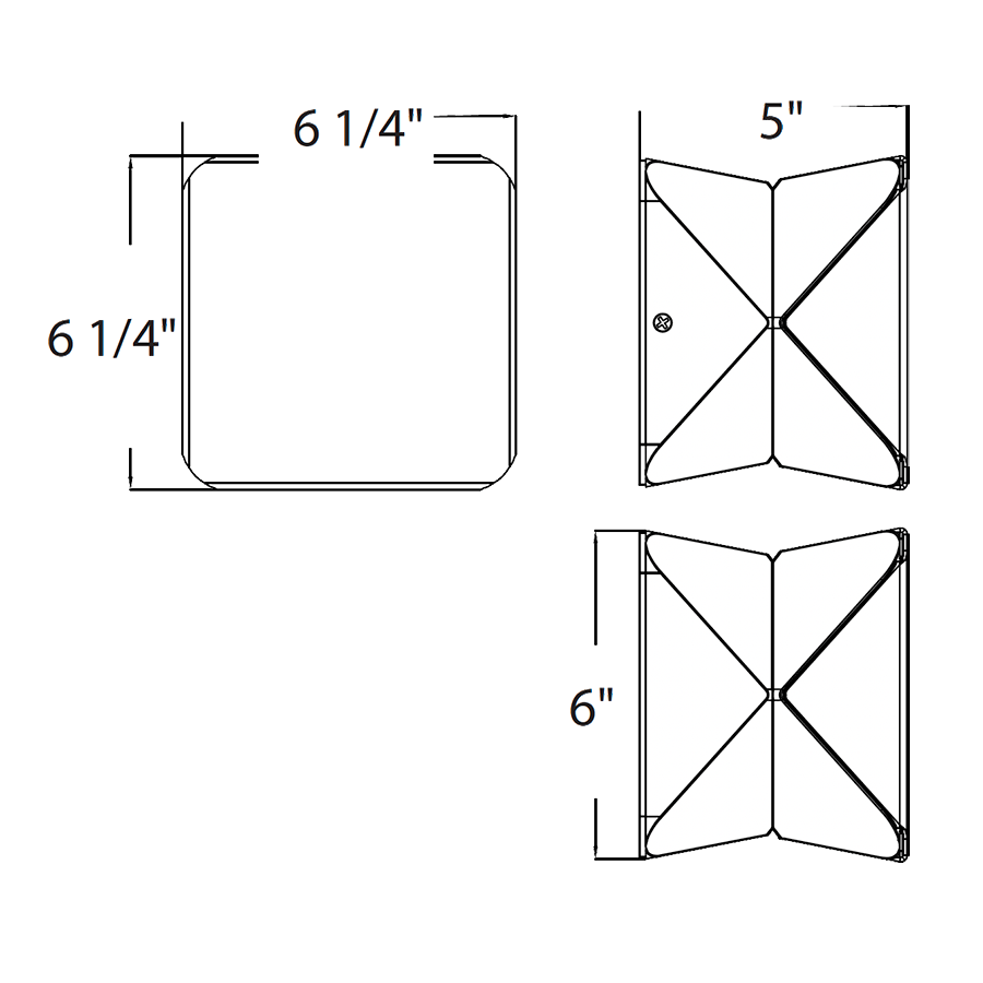 Dimension drawing of the RAB SA-PD SAGE POUF LED Deck Light – 8W – 3000K – 603 Lumens – 120-277V – Matte Bronze Finishshowing fixture dimensions and mounting measurements.