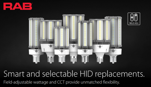 RAB HIDFA-100S-EX39-8CCT-BYP/5SP HIDFA 5-Pin Post Top LED Retrofit Lamp – Type B Bypass – Selectable 63W/80W/100W – Selectable 3000K/4000K/5000K – EX39 Mogul Base – 120-277V – 9135-14500 Lumens