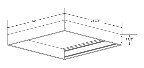 Dimension drawing of the RAB SMKEZPAN2X2 2X2 Surface Mounting Kit – Whiteshowing fixture dimensions and mounting measurements.
