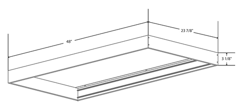 Dimension drawing of the RAB SMKEZPAN2X4 2X4 Surface Mounting Kit – Whiteshowing fixture dimensions and mounting measurements.