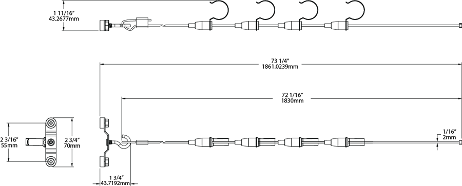 RAB ST-4L-CABLE-KIT Sign Tube Cable Kit – Supports 1-4 Lamp Applications