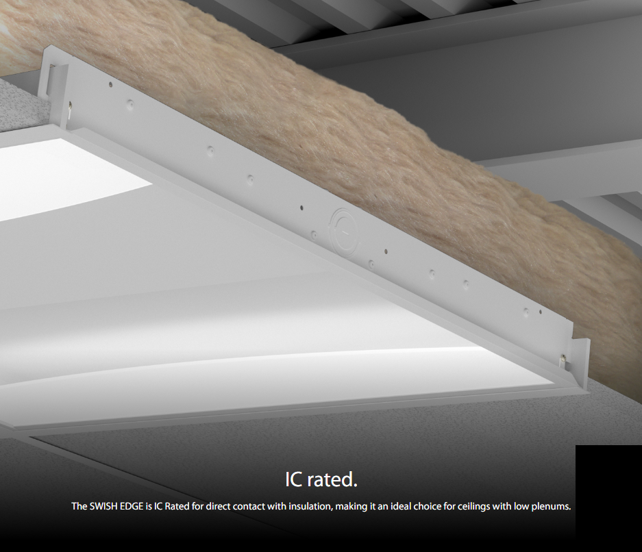 RAB SWISHFA-EDGE2X2-835U/E2 SWISHFA Edge-Lit LED Troffer – 2x2 – Selectable 19W/29W/39W – 3500K – 3266 Lumens – 120-277V – Emergency Battery Backup