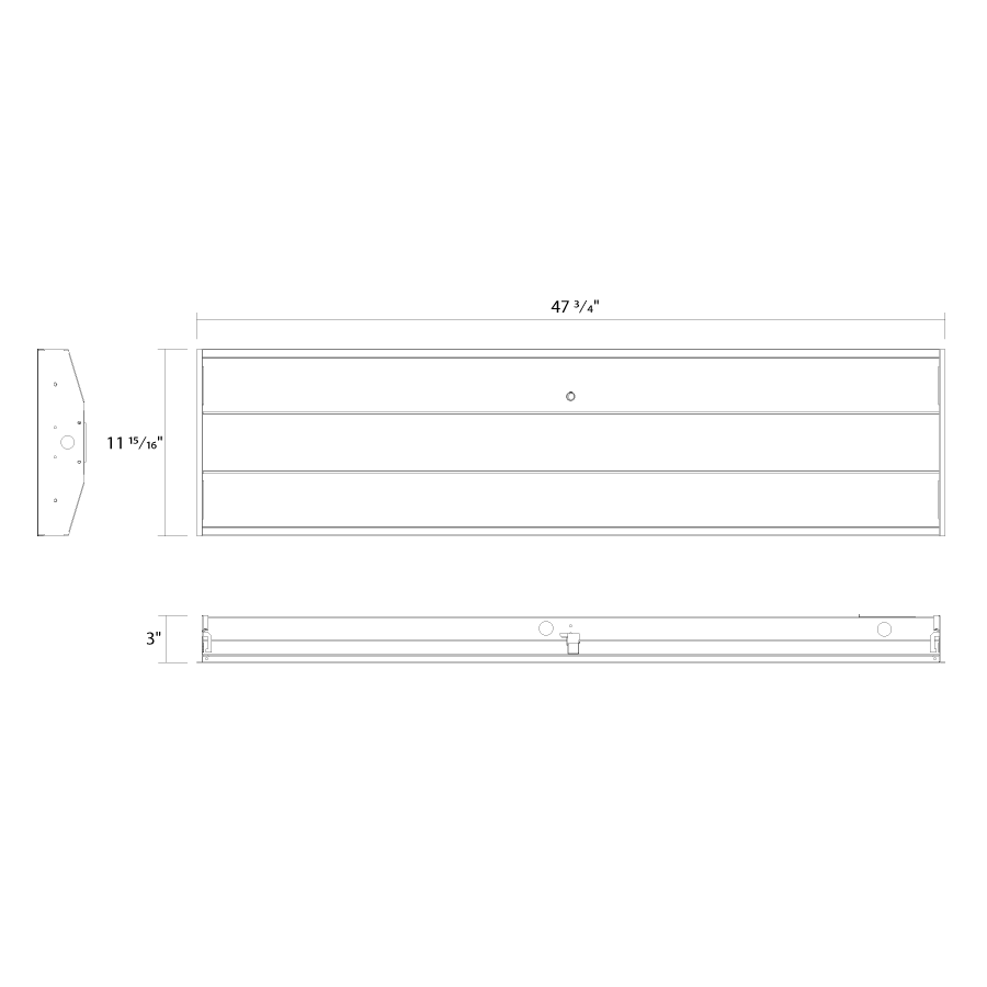Dimension drawing of the RAB SWISHFA1X4/D10/E2 LED Troffer – 1x4 – Selectable 19W/29W/39W – 3500K/4000K/5000K – 2916-5668 Lumens – 120-277V – 0-10V Dimmable – Emergency Battery Backupshowing fixture dimensions and mounting measurements.