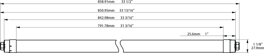 RAB T8-15-36P2S-865-DE-BYP T8 LED Sign Tube – 3ft – Type B Ballast Bypass – Double Ended – 15W – 6500K – 1950 Lumens – Dual-Sided Illumination – 120-277V