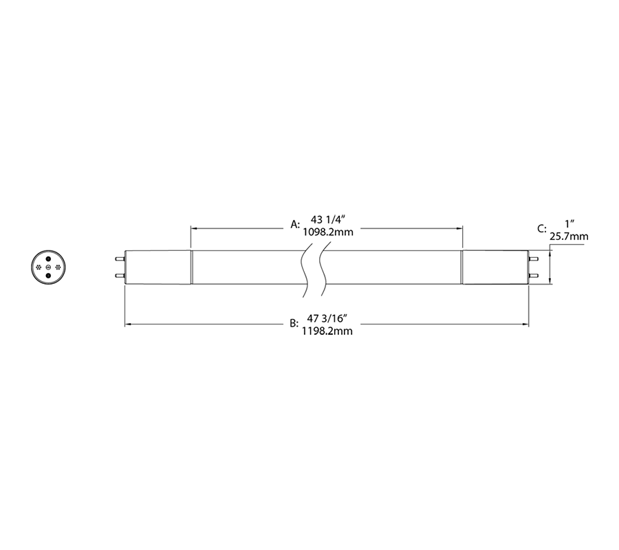 RAB T8-17-48G-850-DE-BYP T8 LED Tube – 4ft – Type B Ballast Bypass – Double Ended – 17W – 5000K – 2200 Lumens – 120-277V