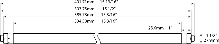 RAB T8-7-18P2S-865-DE-BYP T8 LED Sign Tube – 1.5ft – Type B Ballast Bypass – Double Ended – 7W – 6500K – 900 Lumens – Dual-Sided Illumination – 120-277V
