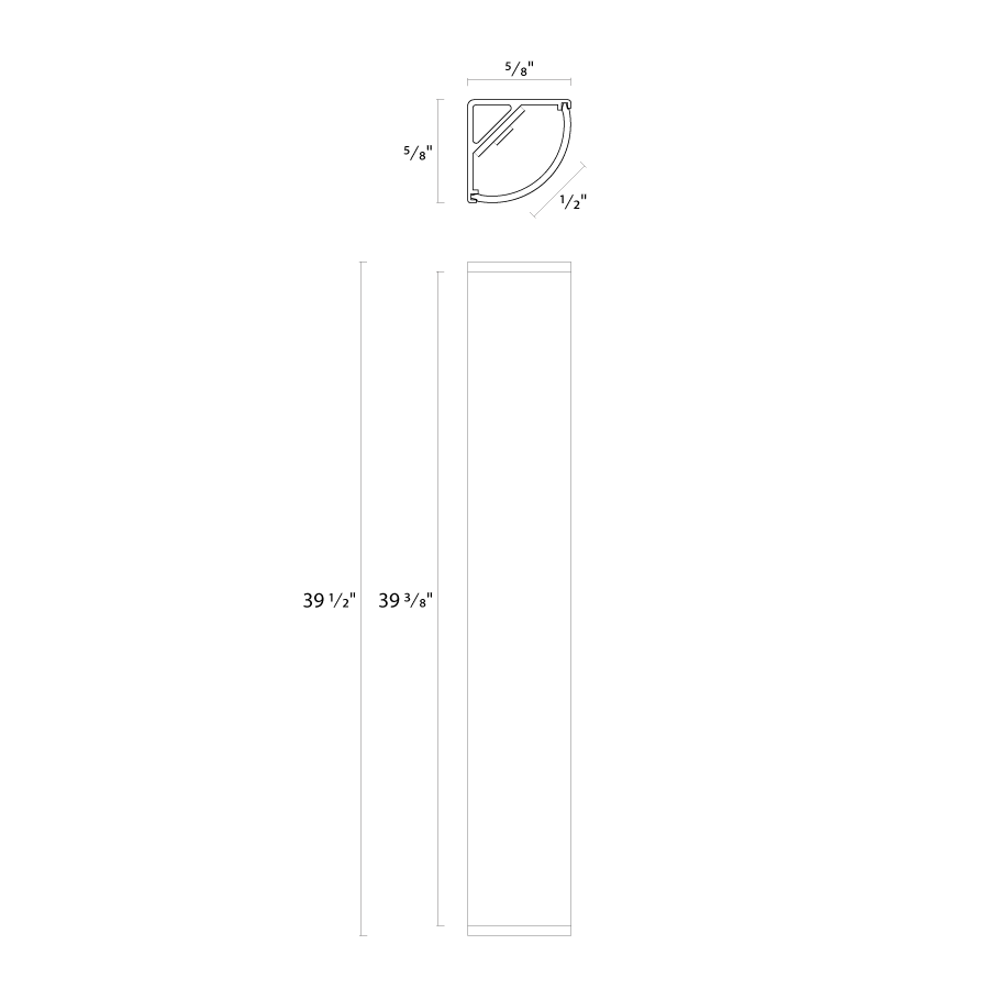 Dimension drawing of the RAB TAP16 NEOFLEX Aluminum Mounting Profile – For 16x16mm TNF Neon Flex Tape Lightshowing fixture dimensions and mounting measurements.