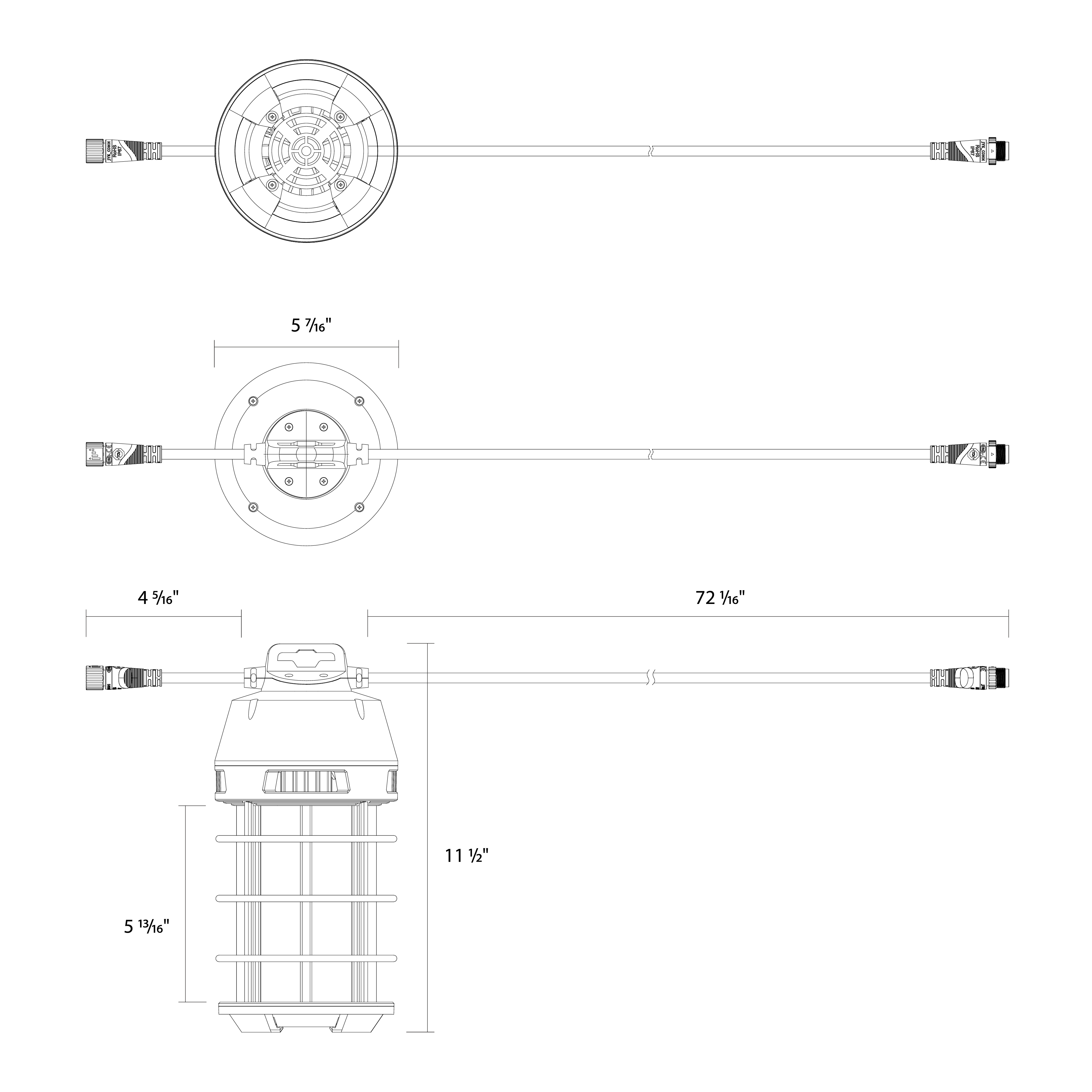 RAB TEMP34-150 Temporary LED Work Light – 150W – 5000K – CRI 80 – 18000 Lumens – 120-277V – 6ft 18AWG/3 Cable