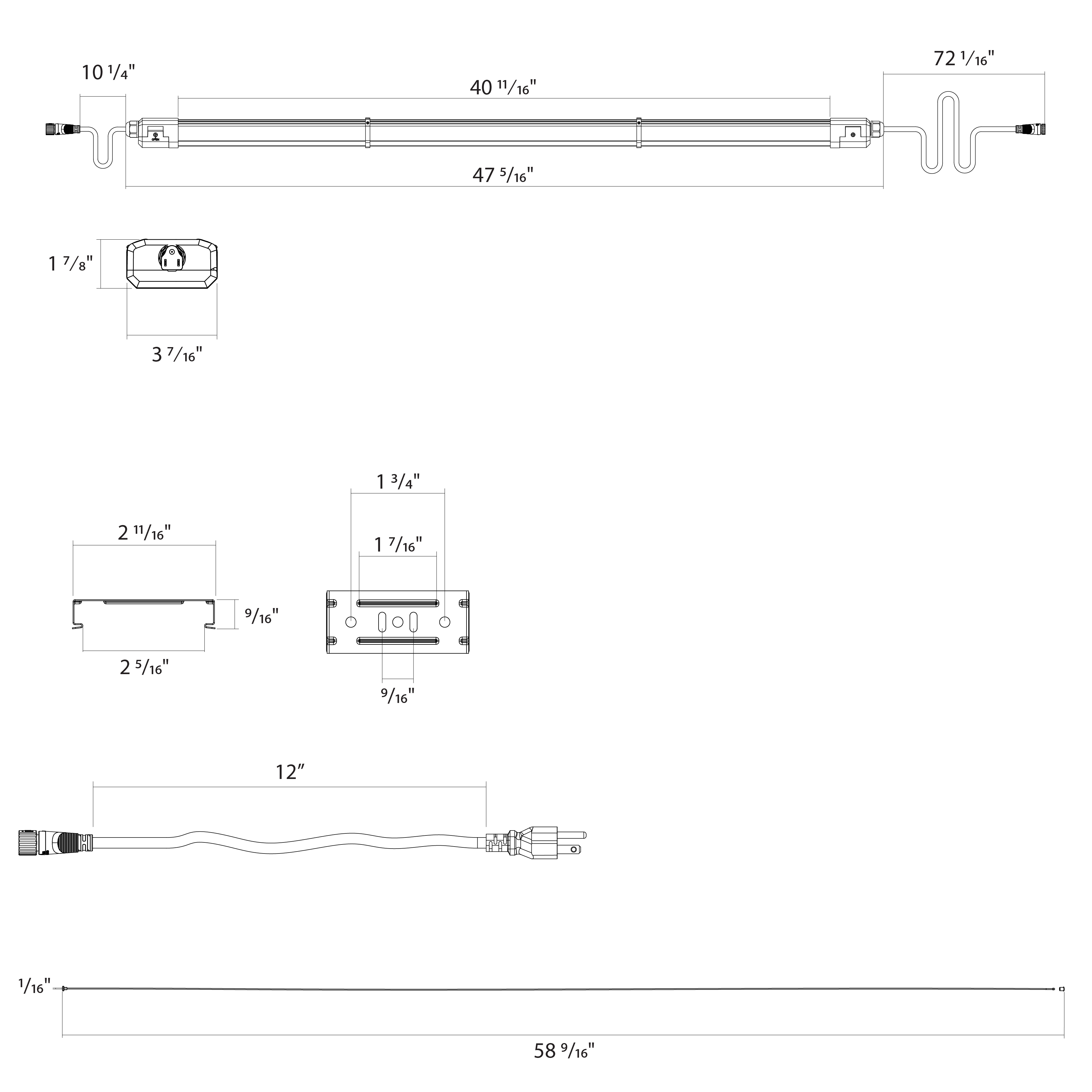 RAB TEMPLIN-90 Temporary Linear Work Light – 90W – 5000K – 10320 Lumens – 120-277V