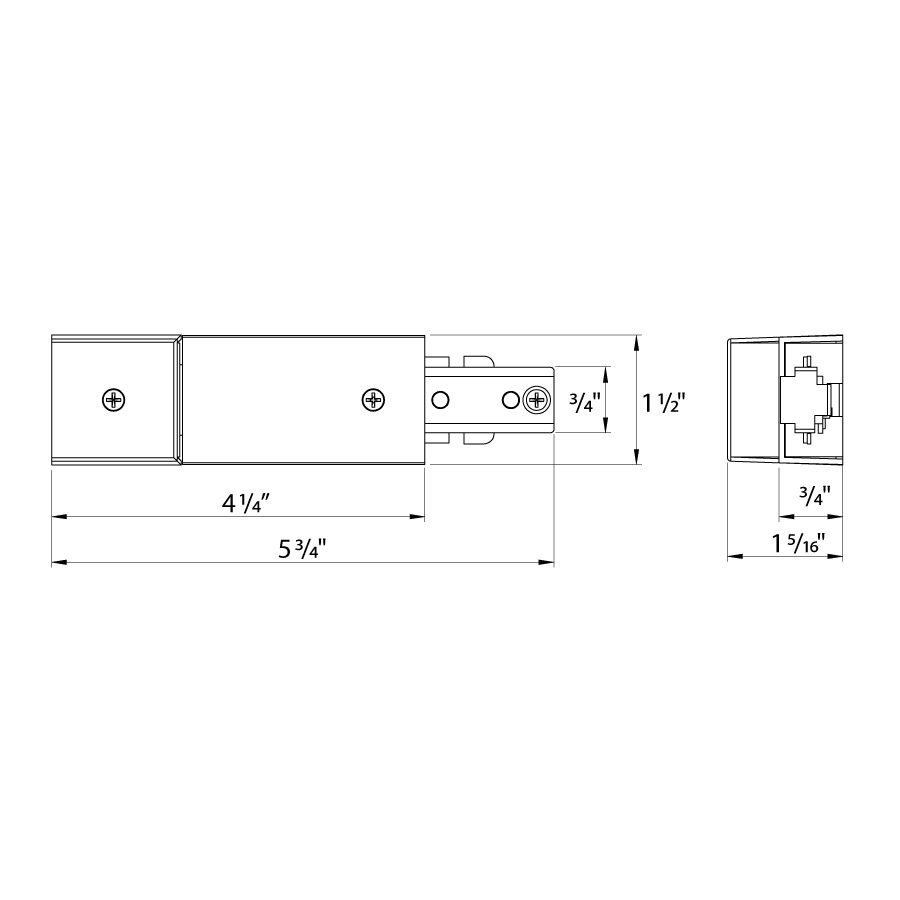 Dimension drawing of the RAB TK-CF Conduit Feed Accessory – White Finishshowing fixture dimensions and mounting measurements.