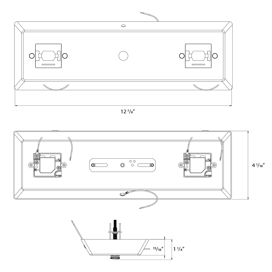 Dimension drawing of the RAB TK-DLA Duopoint Luminaire Adapter – White Finishshowing fixture dimensions and mounting measurements.