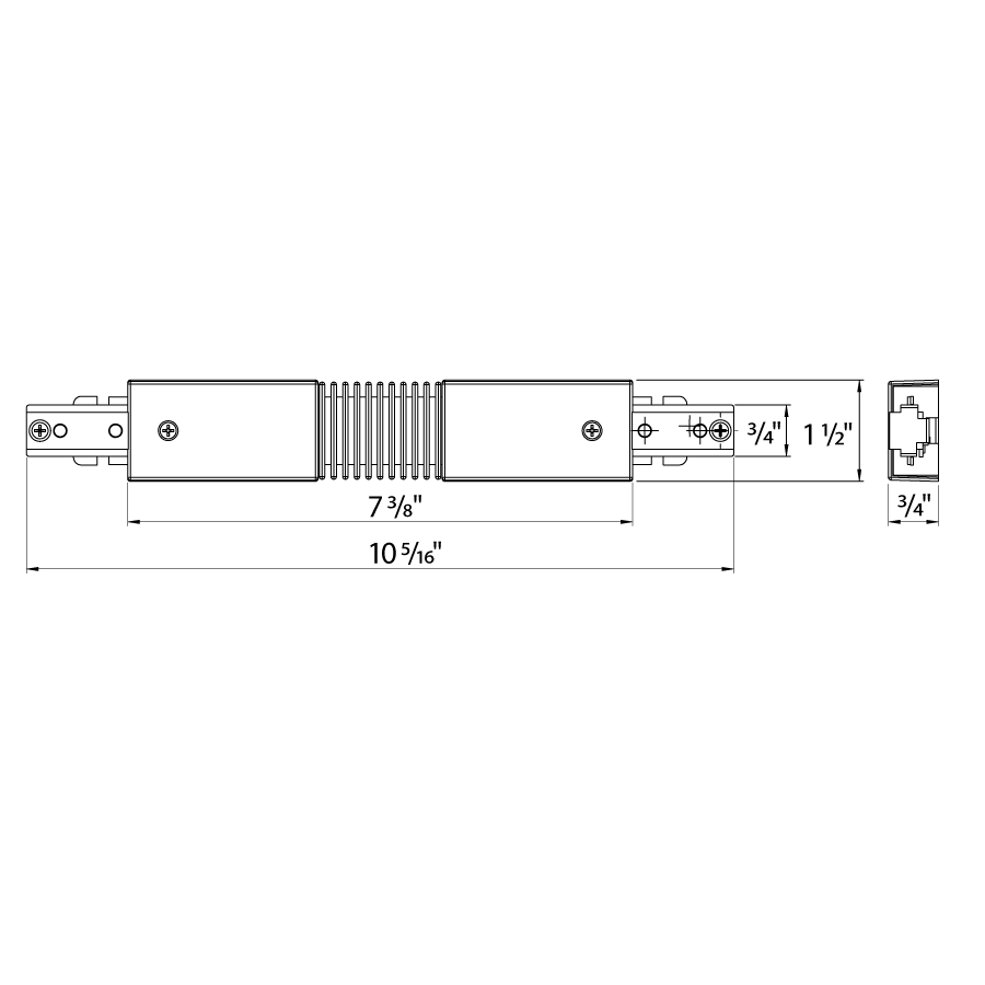 Dimension drawing of the RAB TK-F Flexible Connector Accessory – White Finishshowing fixture dimensions and mounting measurements.