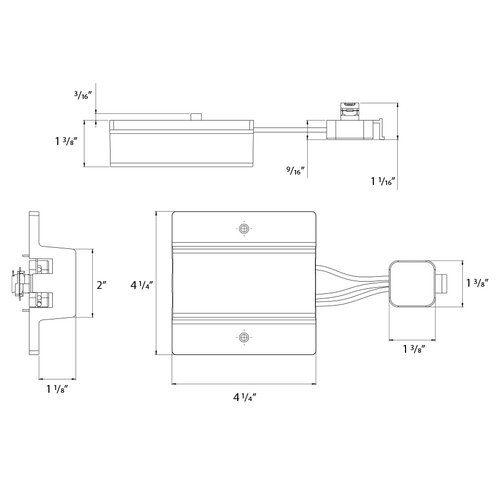 Dimension drawing of the RAB TK-FC Floating Canopy Feed Accessory – White Finishshowing fixture dimensions and mounting measurements.