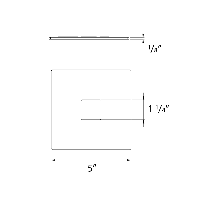 Dimension drawing of the RAB TK-JCP Junction Cover Plate Accessory – White Finishshowing fixture dimensions and mounting measurements.