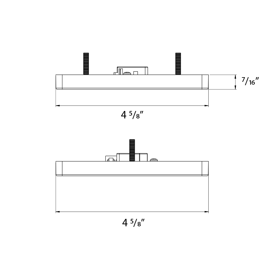 Dimension drawing of the RAB TK-MLA/B Monopoint Luminaire Adapter – Black Finishshowing fixture dimensions and mounting measurements.