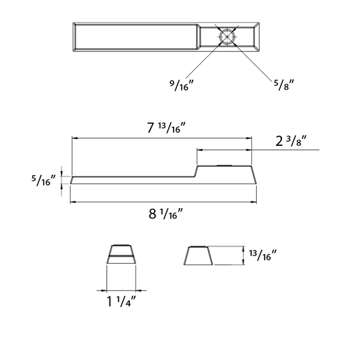 Dimension drawing of the RAB TK-SEFWC Suspension Top Access End Feed Wired Cover – White Finishshowing fixture dimensions and mounting measurements.