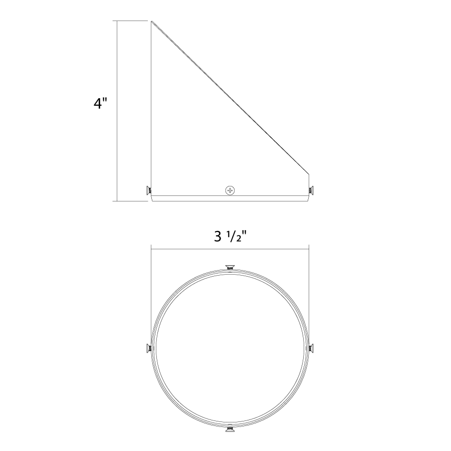 Dimension drawing of the RAB TK22MB-WW TRACK22 Medium Track Light Wall Wash Lens Accessory – Black Finishshowing fixture dimensions and mounting measurements.