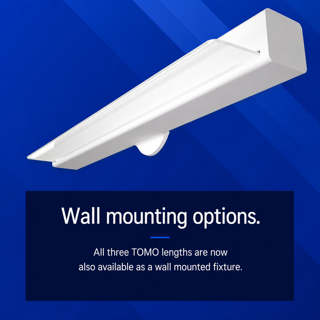 RAB TOMO architectural linear light configured for wall mounted interior lighting applications