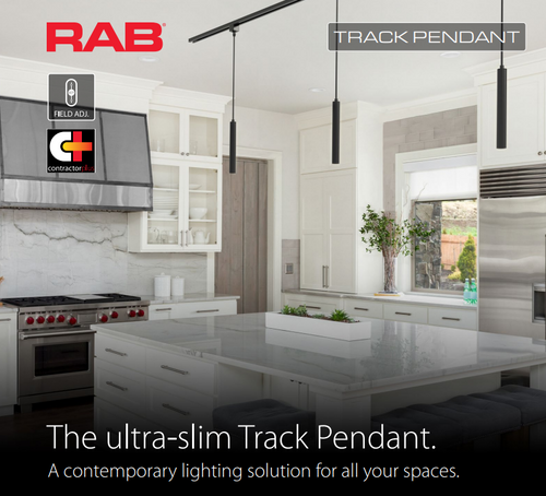 RAB TKPSY Track Pendant Light – Small – 8W – 3000K – 626-728 Lumens – 120V – White Finish