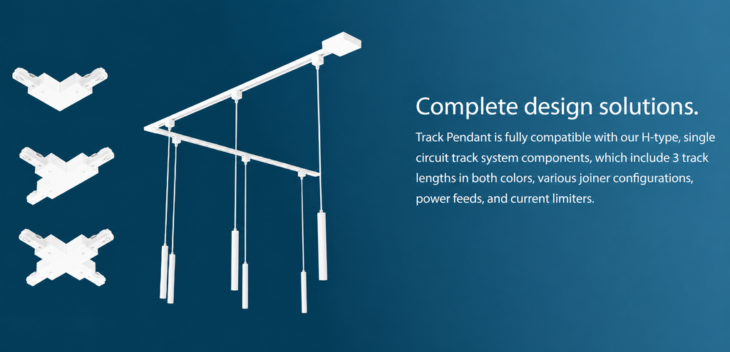 RAB TKPSY Track Pendant Light – Small – 8W – 3000K – 626-728 Lumens – 120V – White Finish