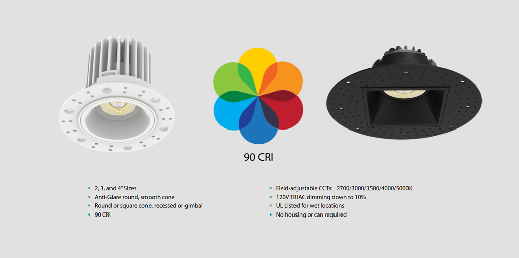 RAB R3TL 3in Trimless Recessed Light – 15W – 1250 Lumens – 2700K–5000K – 120V – Round – Smooth Trim – White Finish – 90+ CRI