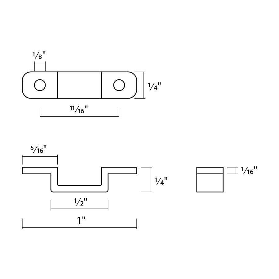 Dimension drawing of the RAB TSC2 ARCTAPE Silicone Mounting Clips – For 2-Pin 8mm PCB LED Tape Lights – 20 Packshowing fixture dimensions and mounting measurements.