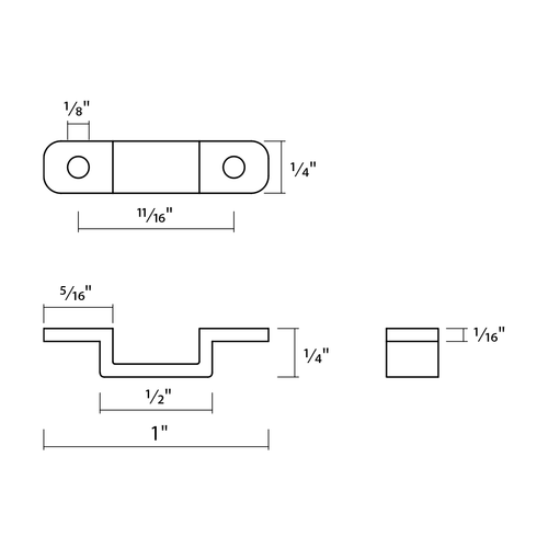 Dimension drawing of the RAB TSC2 ARCTAPE Silicone Mounting Clips – For 2-Pin 8mm PCB LED Tape Lights – 20 Packshowing fixture dimensions and mounting measurements.