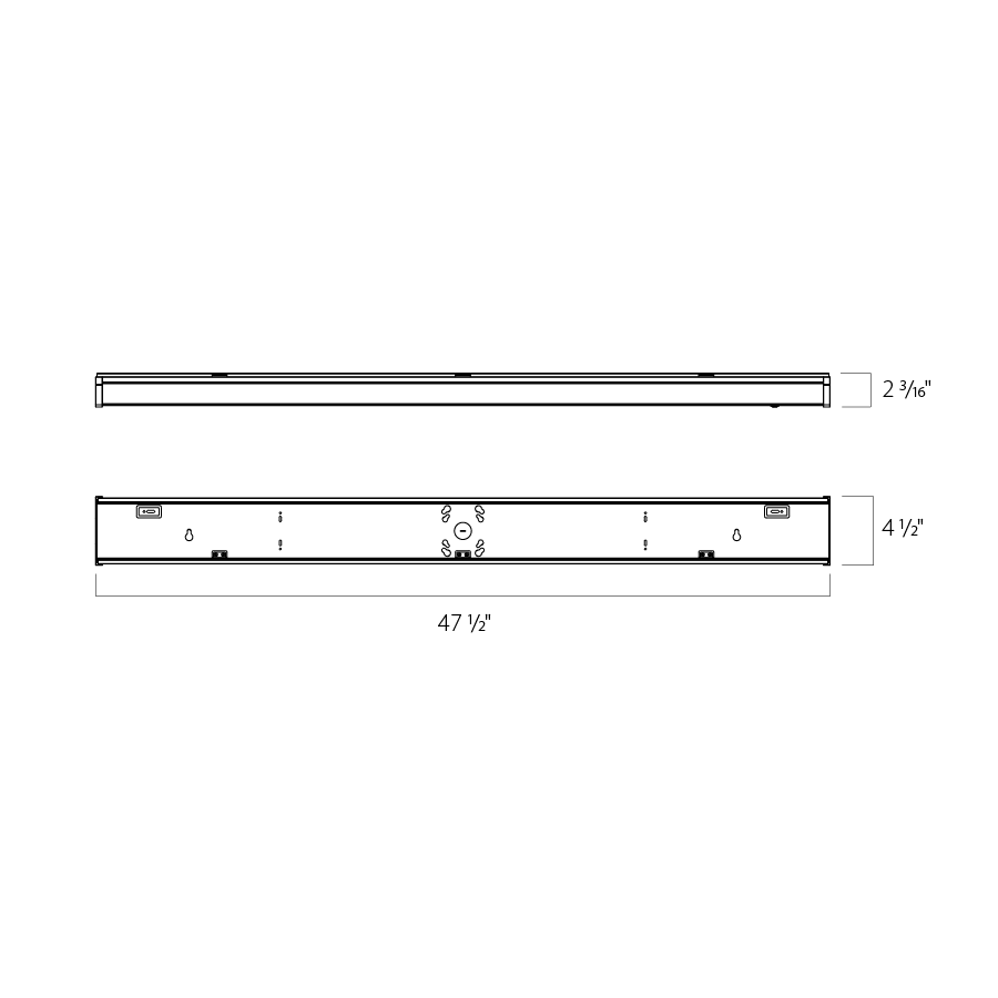 Dimension drawing of the RAB TSLED4/E TSLED LED Stairwell Light – Selectable 30W/40W/50W – 3000K/4000K/5000K – 4297-6892 Lumens – 120-277V – Emergency Battery Backup – White Finishshowing fixture dimensions and mounting measurements.
