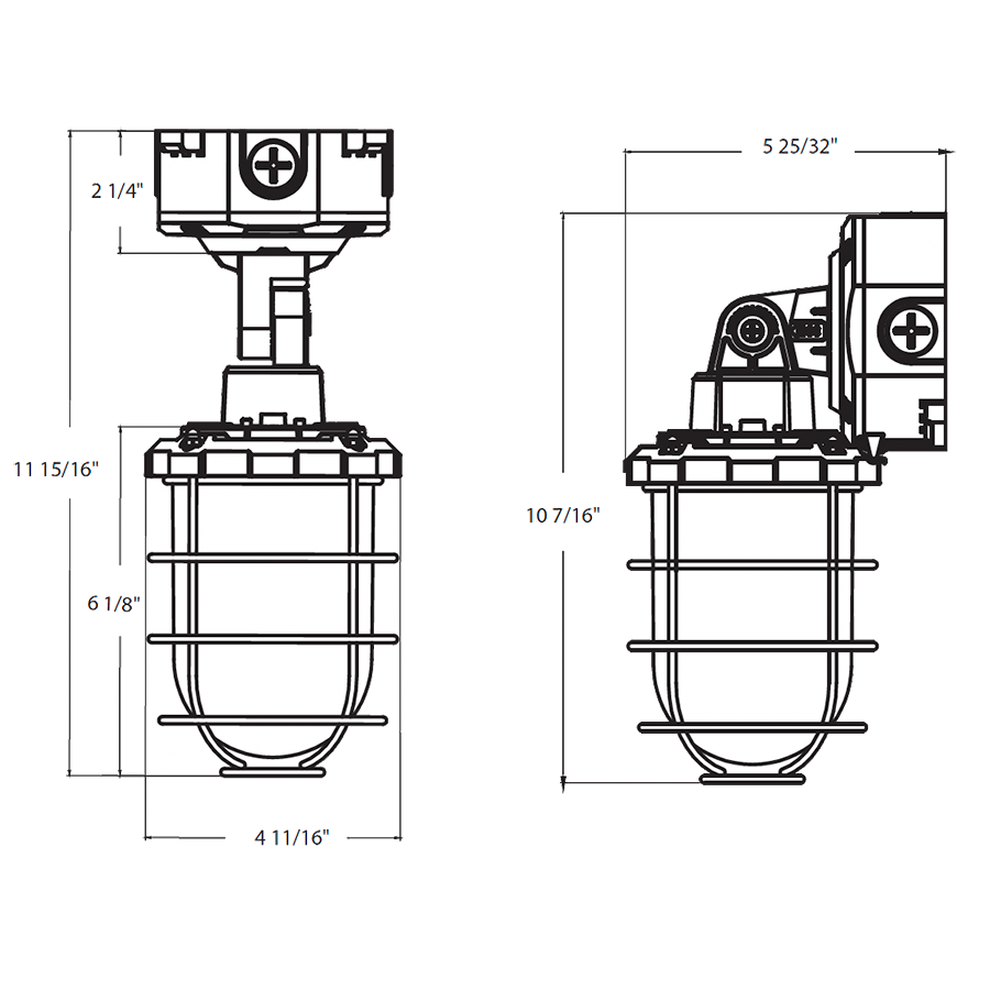 RAB VX20 Vaporproof Light – Selectable 12W/16W/20W – Selectable 3000K/4000K/5000K – 1405-2421 Lumens – 120-277V – Selectable Downlight or Up/Down Light – Integrated Photocell – Gray Finish