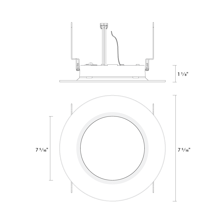 RAB WFRETRO34-6B-B 6" Wafer Retrofit Downlight - 1100 Lumens - 11W - 120V - 5CCT Selectable - Baffle Trim - Black