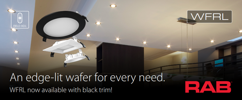 RAB WFRL6R139FADWB WFRL 6 Inch Edge-Lit Wafer Downlight – 13W – 5-CCT Selectable – White Baffle Trim – CRI90 – 120-277V – 0-10V + Triac Dimmable – 1300 Lumens