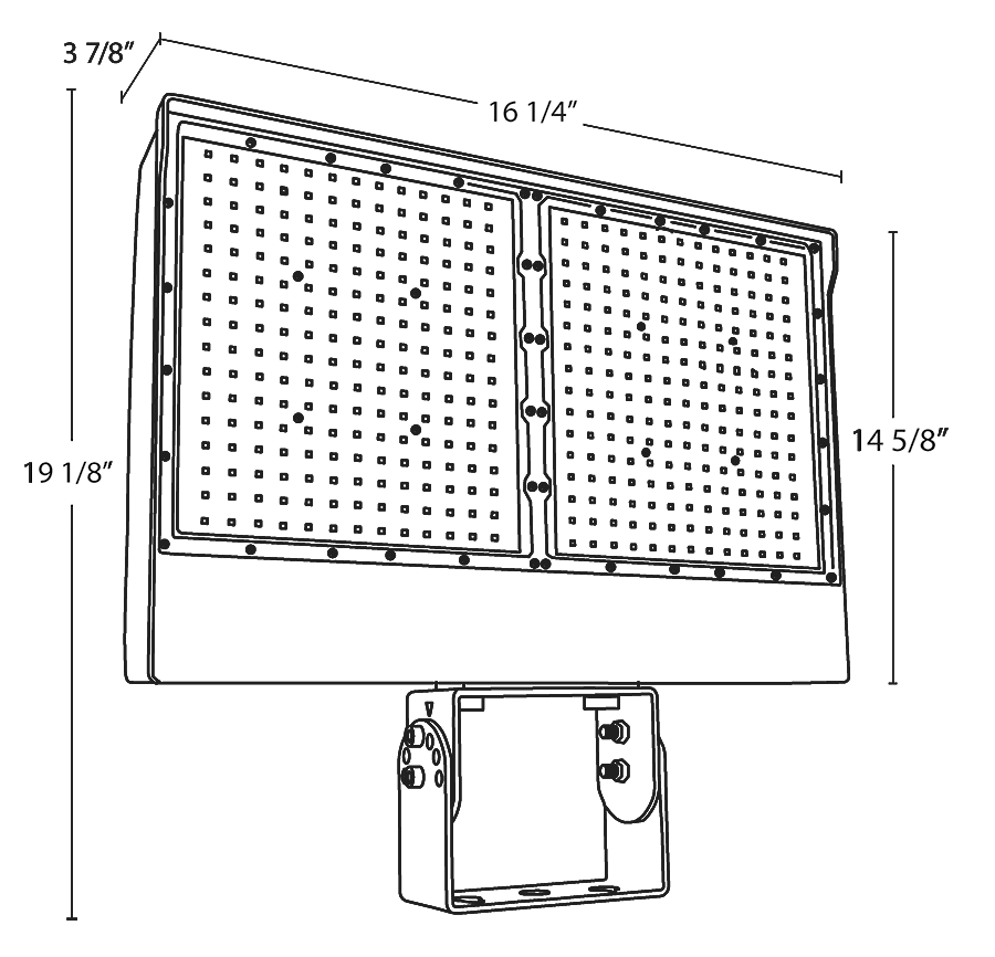 RAB X17XFU330T/PCT Field-Adjustable LED Flood Light – 175W/250W/330W Selectable – 3000K/4000K/5000K Selectable – 28950-49131 Lumens – 120-277V – Twistlock Photocontrol – Trunnion Mount – Bronze Finish
