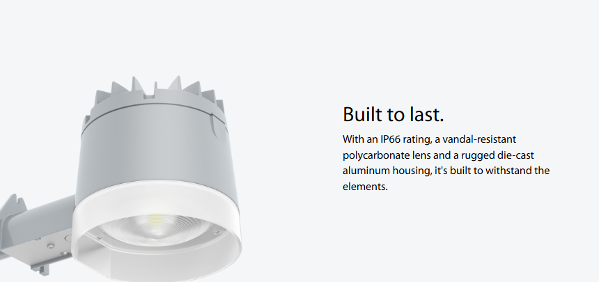 RAB YBLED/PCT YBLED LED Yard Light – Selectable 40W/50W/60W – Selectable 3000K/4000K/5000K – 5502-8728 Lumens – 120-277V – Twist-Lock Photocell – Gray Finish