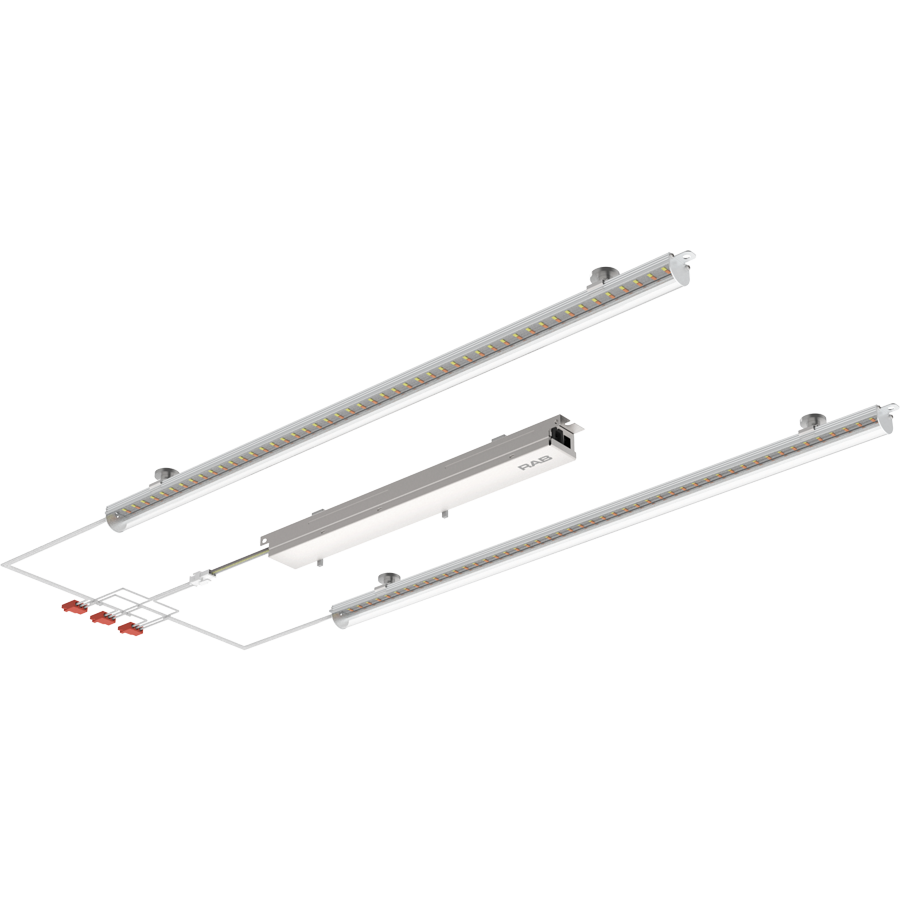 RAB RLB2-2C Retrofit Light Bar – 2x2 – 5 Wattage Selectable – 5 CCT Selectable – Clear Lens – 3098-6016 Lumens – 120-277V