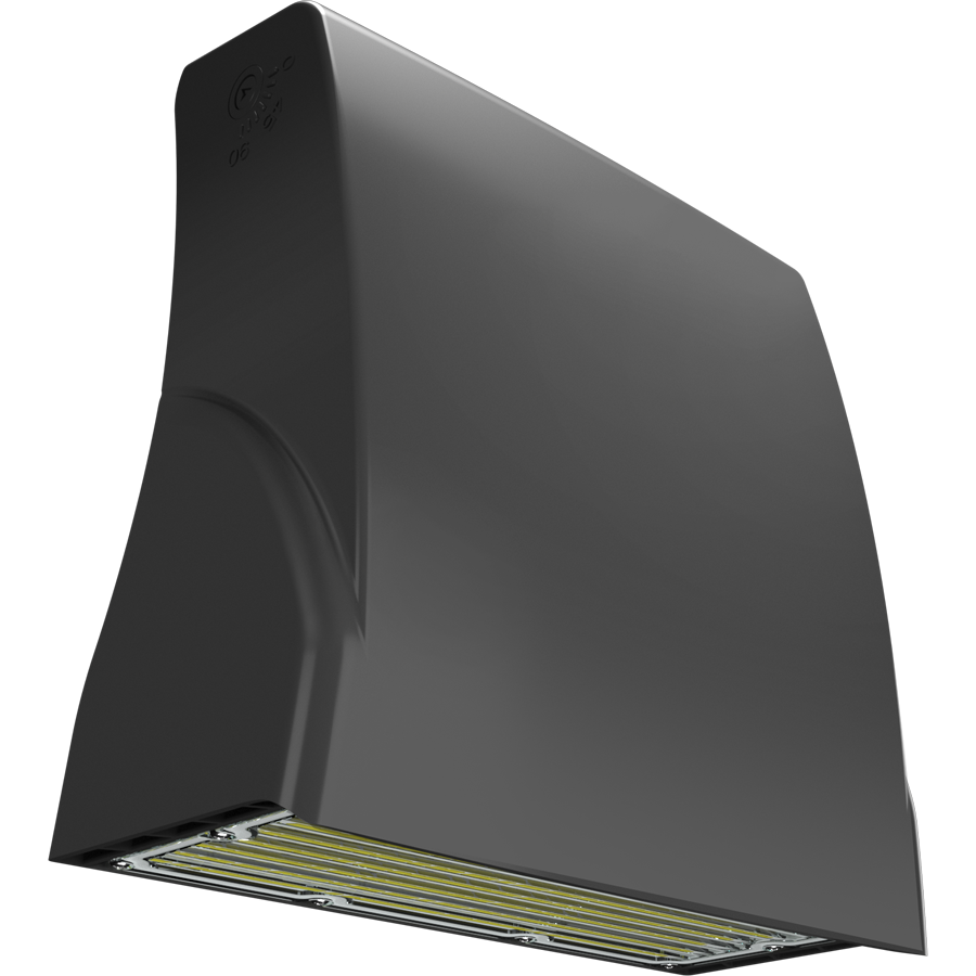 RAB SLIM17FA80ADJ Field-Adjustable Wall Pack – 80W – Selectable 3000K/4000K/5000K – 11682-12364 Lumens – 120-277V – Integrated Photocell – Adjustable Light Engine – Bronze Finish
