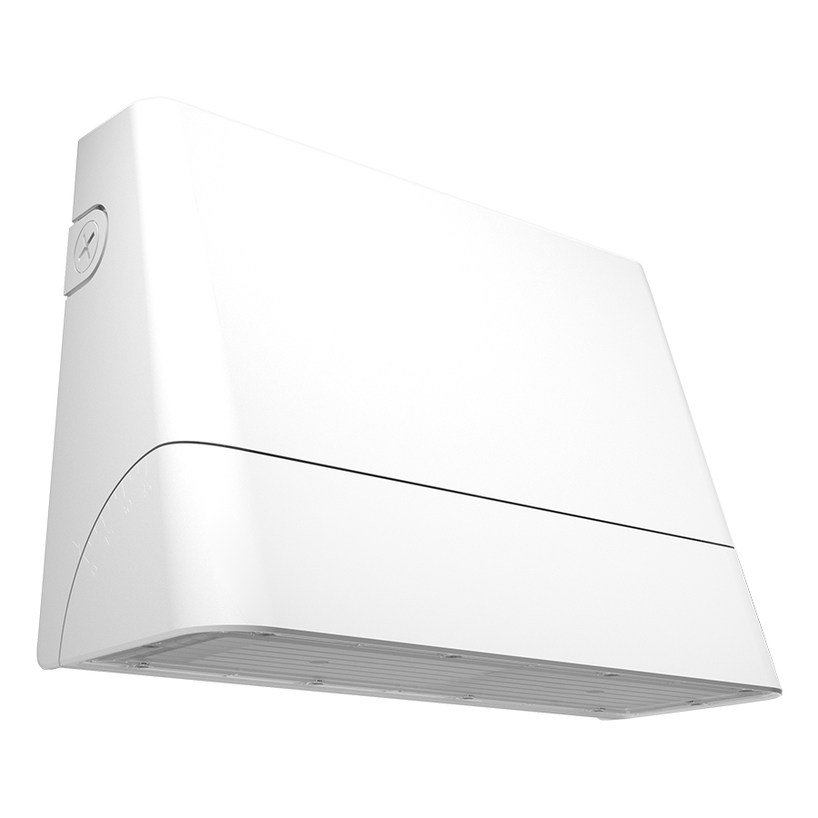 RAB SLIM22-M-100W Field-Adjustable Wall Pack – Medium – Selectable 50W/70W/85W/100W – Selectable 3000K/4000K/5000K – 7219-14382 Lumens – 120-277V – Adjustable Optics – White Finish