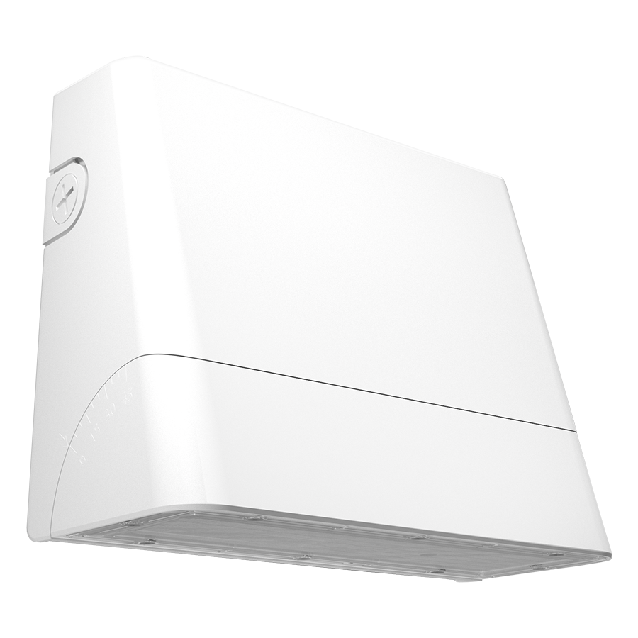 RAB SLIM22-S-30W/E Field-Adjustable Wall Pack – Small – Selectable 15W/20W/25W/30W – Selectable 3000K/4000K/5000K – 2199-4833 Lumens – 120-277V – Emergency Battery Backup – Adjustable Optics – White Finish