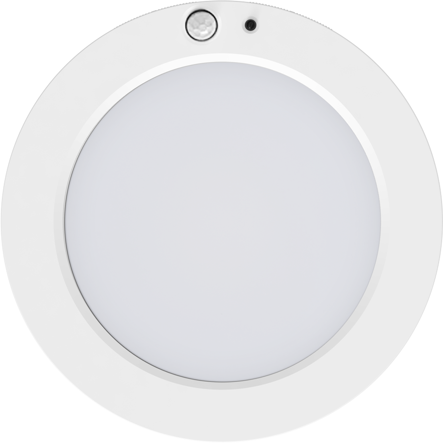 RAB SUMO-R-5/PIR LED Surface Mount Ceiling Light – 5.5" Round – 10W – Selectable 2700K/3000K/3500K/4000K/5000K – 863-958 Lumens – 120V – PIR Occupancy Sensor – 90 CRI – White Finish