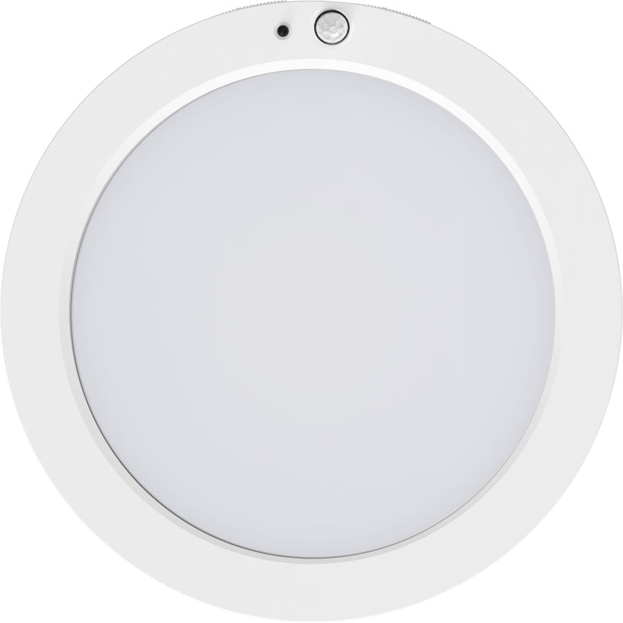 RAB SUMO-R-7/PIR LED Surface Mount Ceiling Light – 7" Round – 14W – Selectable 2700K/3000K/3500K/4000K/5000K – 1198-1271 Lumens – 120V – PIR Occupancy Sensor – 90 CRI – White Finish