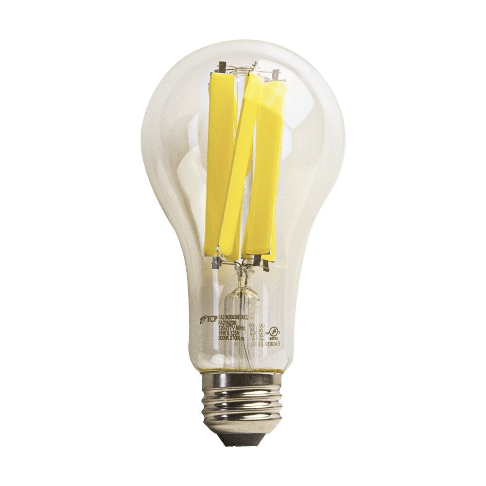 TCP FA21N20030E26CL A21 LED Filament HID Retrofit Lamp – 16W – 3000K – Clear Finish – E26 Base