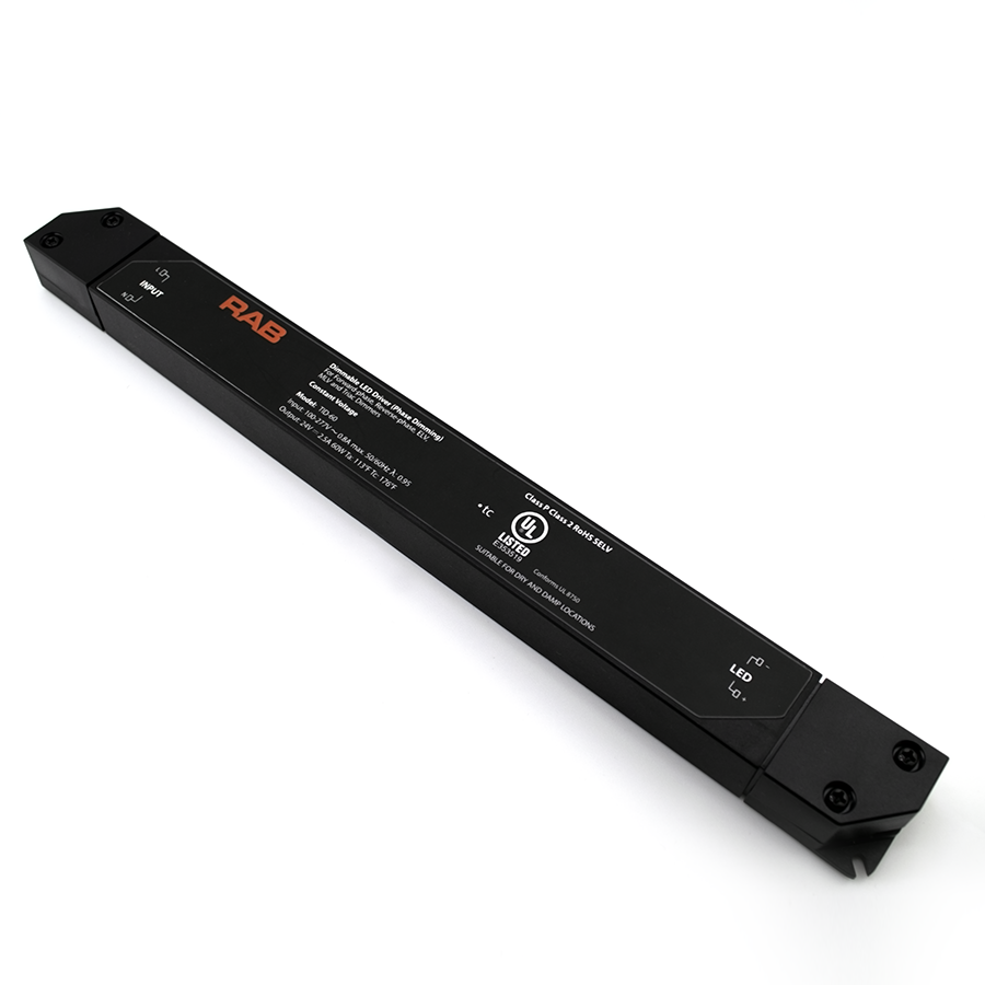 RAB TID-60 LED Driver – 60W – 100-277V – TRIAC Dimmable – IP20 Rated