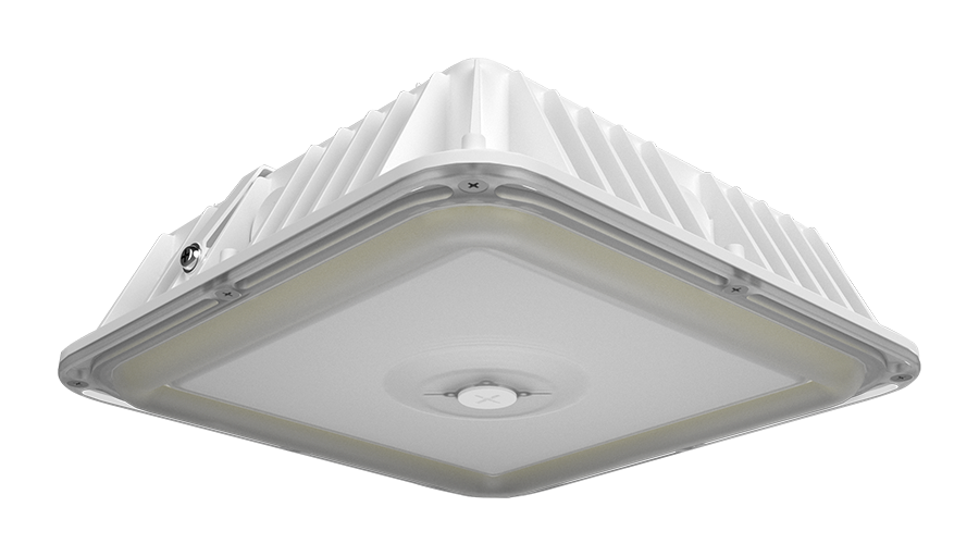 RAB VAN17-90W/E VAN17 Field-Adjustable LED Canopy Light – 70W/80W/90W Selectable – 3000K/4000K/5000K Selectable – 9726-12929 Lumens – 120-277V – Integrated Photocell – Emergency Battery Backup – White Finish