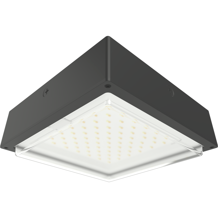 RAB VAN34-30/MVS/E VAN34 Vandal Resistant LED Canopy Light – 10W-30W Selectable – 3000K/4000K/5000K Selectable – 1584-4588 Lumens – 120-277V – Drop Clear Lens – Multi-Level Motion Sensor – Emergency Battery Backup – Bronze Finish