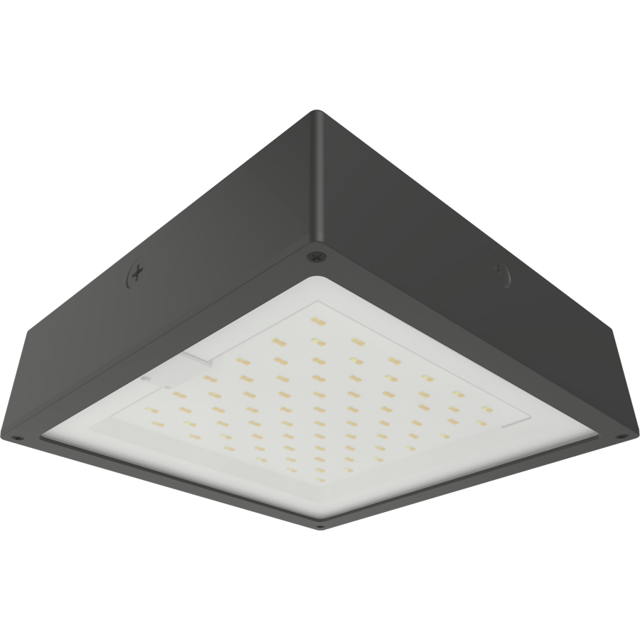 RAB VAN34-30F/480/MVS VAN34 Vandal Resistant LED Canopy Light – 10W-30W Selectable – 3000K/4000K/5000K Selectable – 1584-4588 Lumens – 480V – Flat Clear Lens – Multi-Level Motion Sensor – Bronze Finish