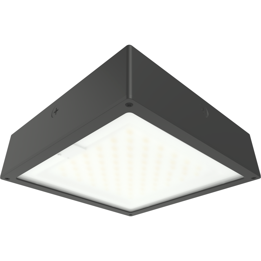 RAB VAN34-30FFR/480/MVS VAN34 Vandal Resistant LED Canopy Light – 10W-30W Selectable – 3000K/4000K/5000K Selectable – 1584-4588 Lumens – 480V – Flat Frosted Lens – Multi-Level Motion Sensor – Bronze Finish